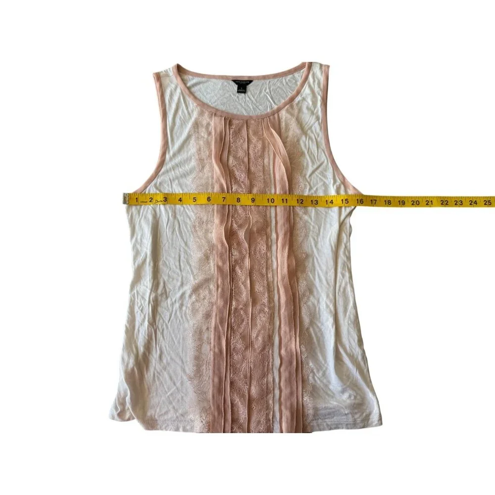 Ann Taylor Womens Sleeveless Ivory & Peach Blouse Size L Lightweight Polyester - Picture 4 of 5